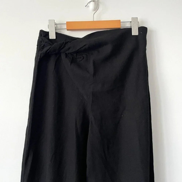 Zara Knotted Linen Blend Pareo Pants Black NWT Size Medium - Picture 8 of 12